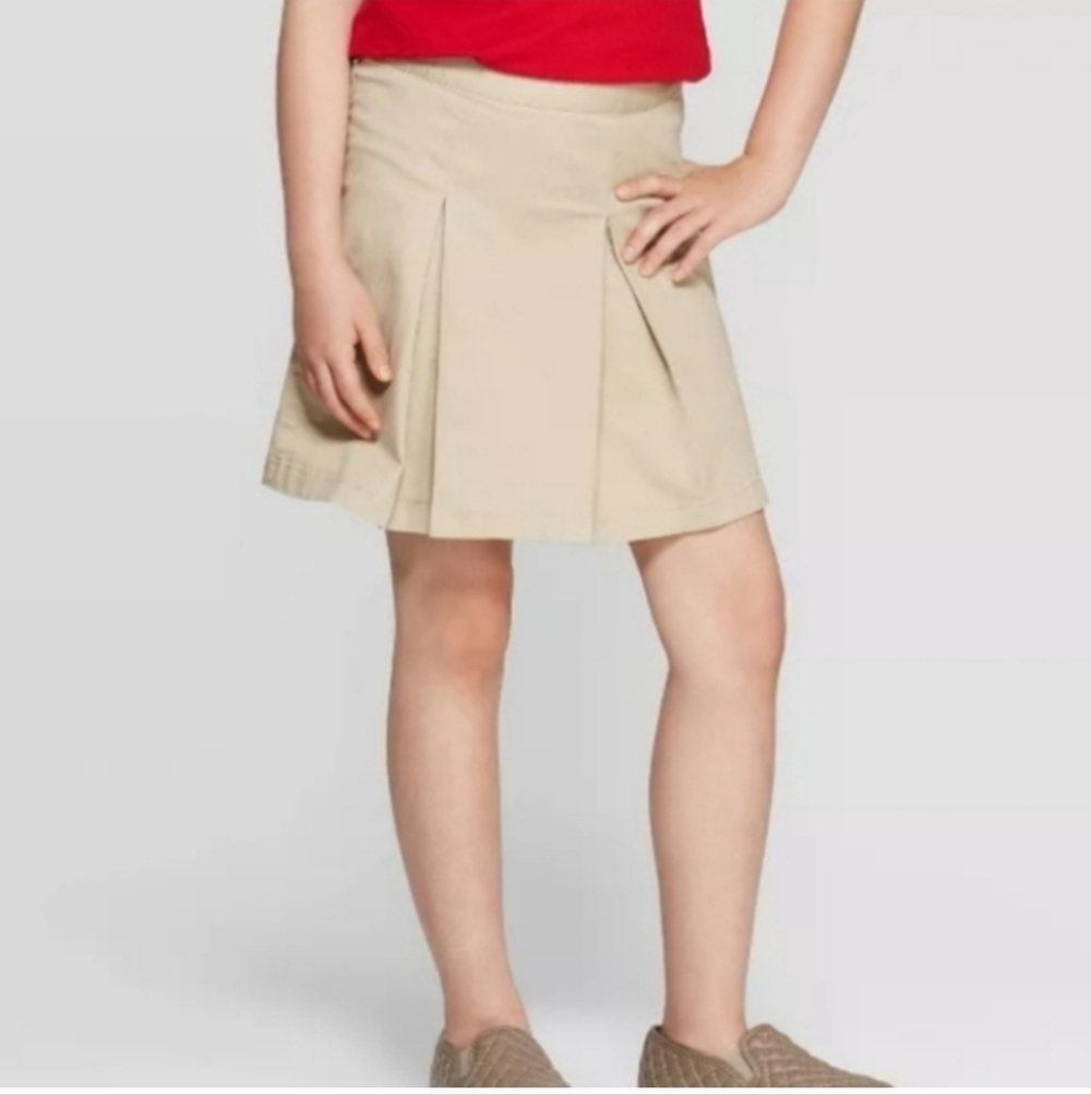 Girls' Pleated Twill Uniform Skort - Cat & Jack Beige 7